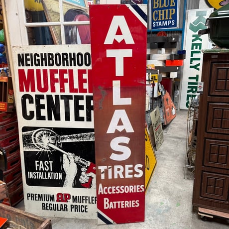 Vintage ATLAS TIRES 大型看板 18-108