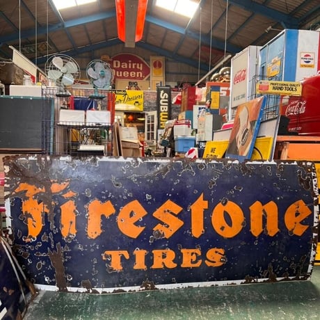 Firestone　ファイヤーストーン　1940’　ヴィンテージ　横長看板　(13)445