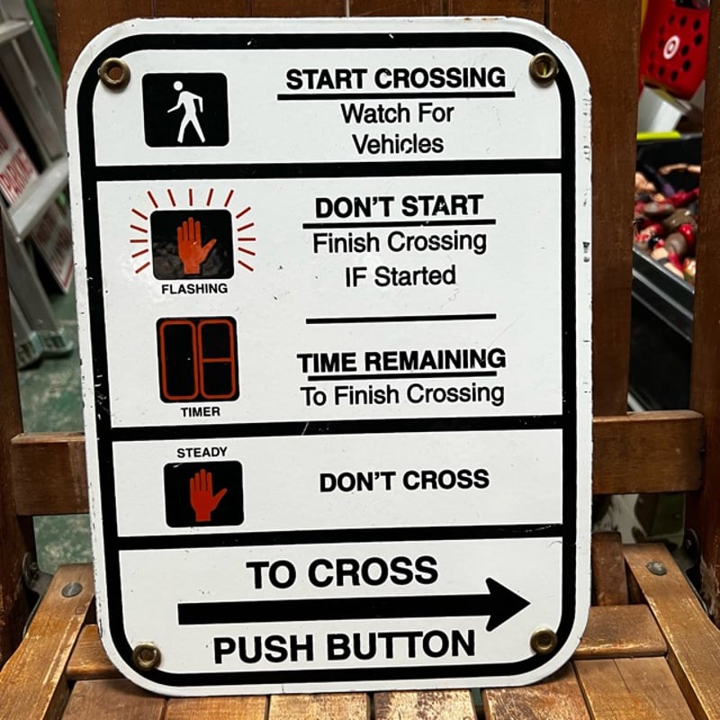 Vintage 信号機 歩行者用 押しボタン 看板 17-289 | BigBear Onli