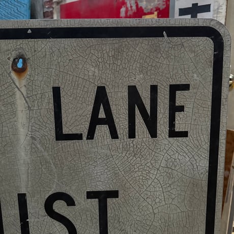 Vintage LEFT LANE MUST TURN LEFT ロードサイン 道路標識(大) 20-155-54