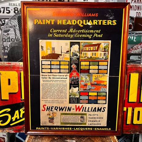 Vintage SHERWIN WILLIAMS POSTER WOODFRAME 19-202
