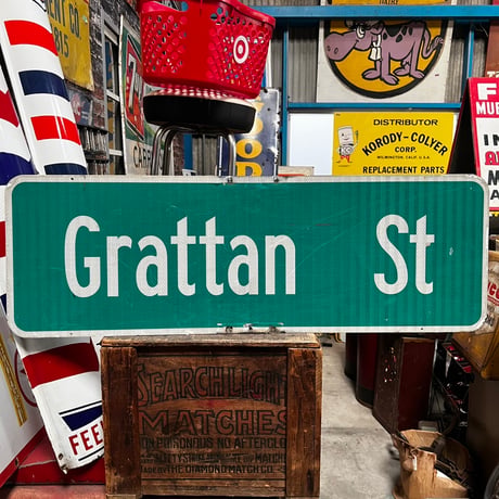 Vintage Grattan St 両面 SIGN 道路標識 19-108-117
