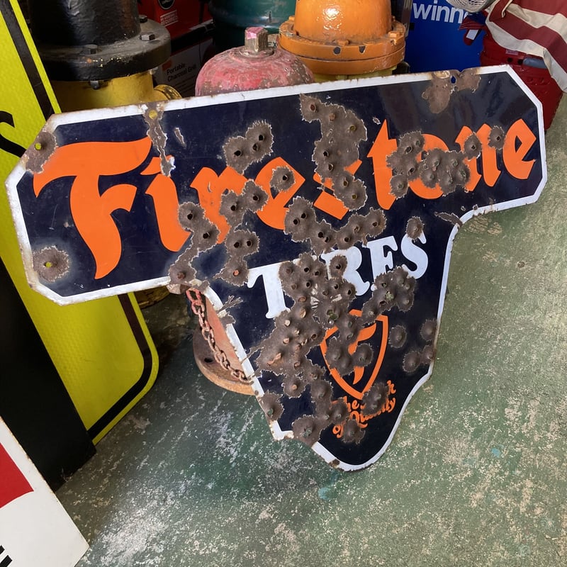 Firestone ヴィンテージ 両面ホーロー看板 16-120 | BigBear Onli Firestone ヴィンテージ 両面ホーロー看板 16-120 | BigBear Onli