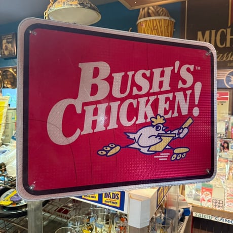 Vintage BUSH'S CHICKEN&Chevron 両面看板 20-202-68