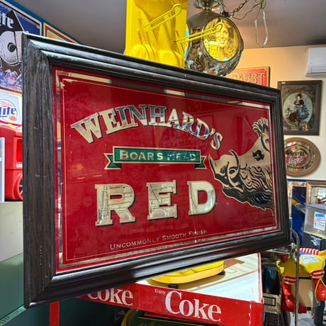 Vintage WEINHARD’S BOAR’S HEAD RED パブミラー 21-104