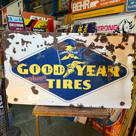 Vintage GOODYEAR TIRES 大型ホーロー看板 21-292