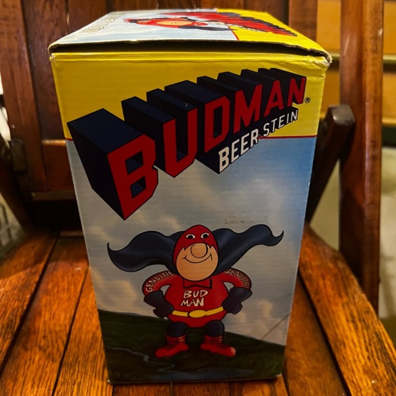 Budweiser アンティークフレーム付きミラーとグラス&ジョッキセット Vintage バドマン バドワイザー Beer ジョッキ 箱付き 17-193