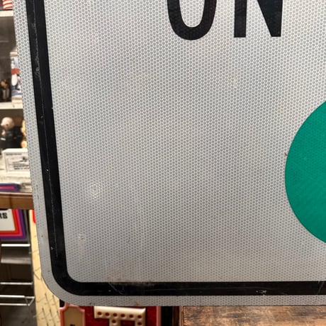 Vintage LEFT TURN YIELD ON GREEN ロードサイン大 21-278-3