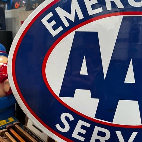 Vintage AAA EMERGENCY SERVICE 琺瑯両面 看板 1-5