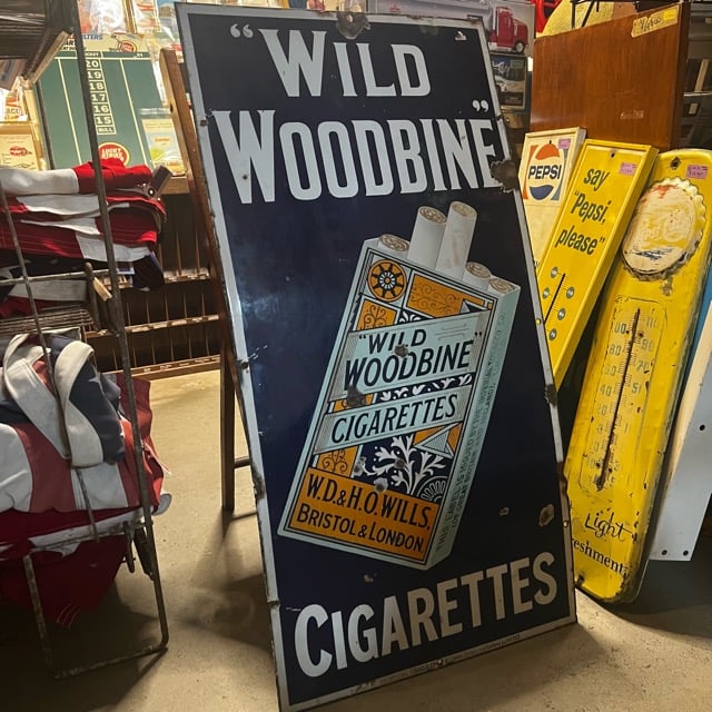 Vintage WILD WOODBINE CIGARETTES SIGN 琺瑯 18-51