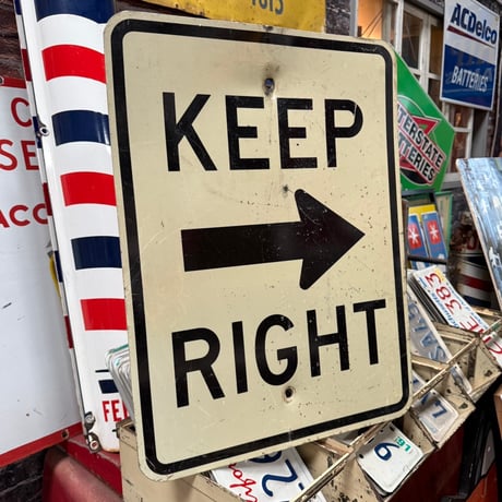 Vintage KEEP RIGHT ロードサイン 道路標識 19-108-19