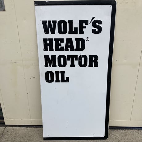 WOLF′S HEAD MOTOR OIL　ヴィンテージ　看板　　14-202
