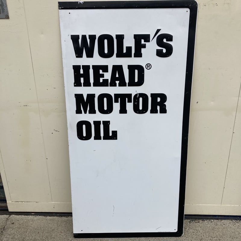 オリジナル 看板 ヴィンテージ OIL MOTOR HEAD WOLF′S 14-202 BigBe | 看板