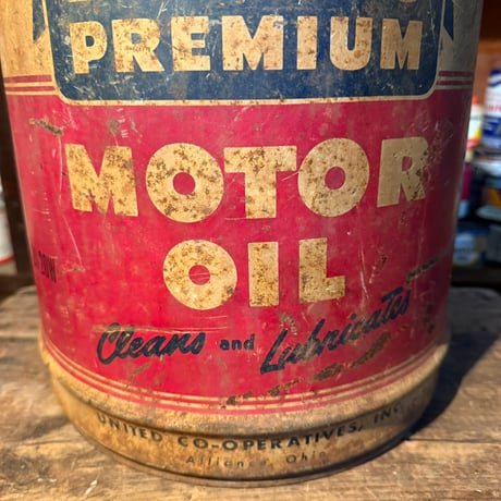 Vintage BUREAU PREMIUM MOTOR OIL オイル缶 20-362-2