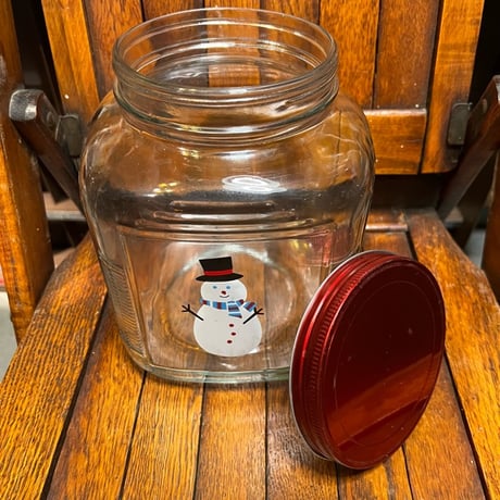 Vintage SNOWMAN GLASS JAR 10-269