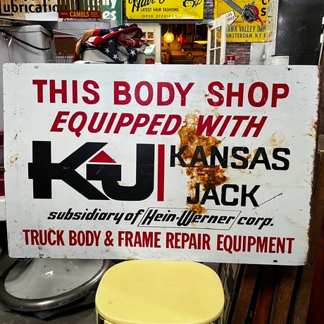 ヴィンテージ　両面　KANSAS JACK CAR REPAIR SHOP SIGN 10-57