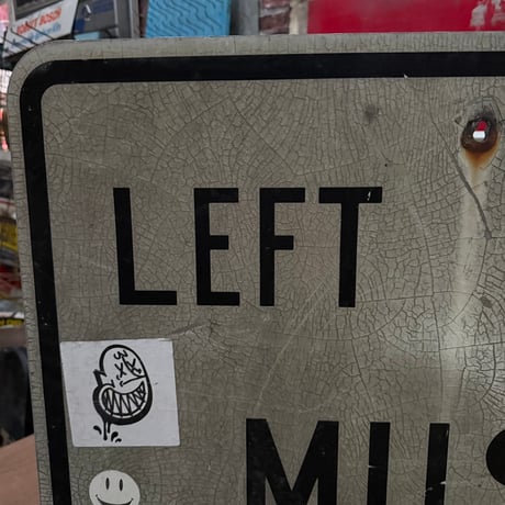 Vintage LEFT LANE MUST TURN LEFT ロードサイン 道路標識(大) 20-155-54