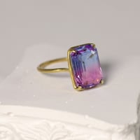 【定番商品】シンプルリング（真鍮×ガラス　Dkピンク×ブルー）