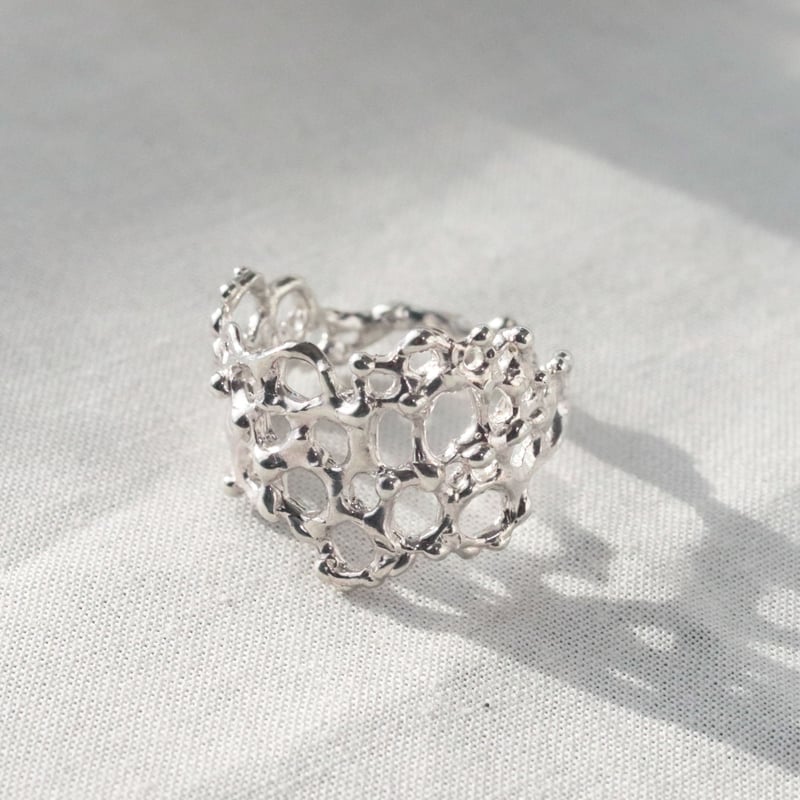 「静寂を映す石」パイライト×SV950 リング（14号） SV950リング「whisper：A」 | Torusya jewelry