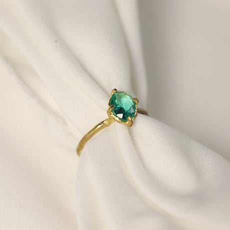 【定番商品】シンプルリング（真鍮×ガラス　ビリジアン）