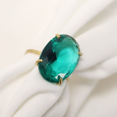 【定番商品】シンプルリング（真鍮×ガラス　ビリジアン）