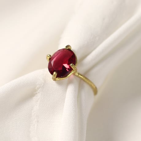 【定番商品】シンプルリング（真鍮×ガラス　ワインレッド）