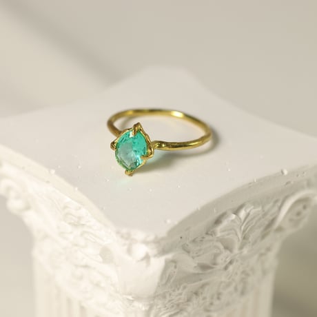 【定番商品】シンプルリング（真鍮×ガラス　ビリジアン）