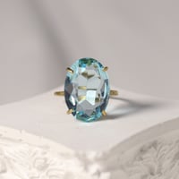 【定番商品】シンプルリング（真鍮×ガラス　ベビーブルー）