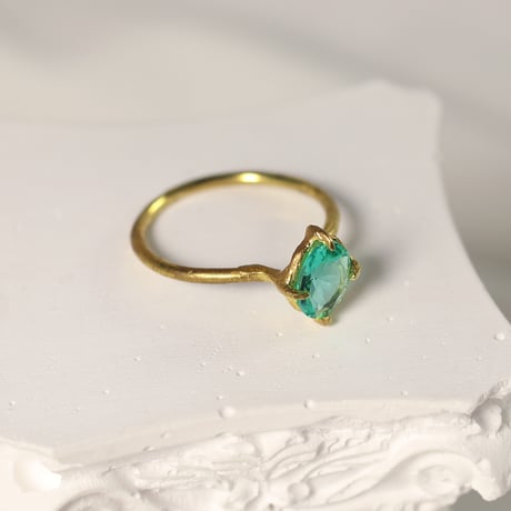 【定番商品】シンプルリング（真鍮×ガラス　ビリジアン）