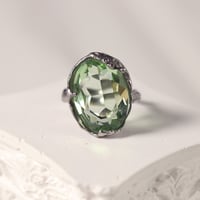 【一点もの】ステンレス製リング（ステンレス316L×ガラス　ミントグリーン）