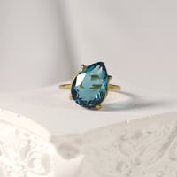 【定番商品】シンプルリング（真鍮×ガラス　マリンブルー）