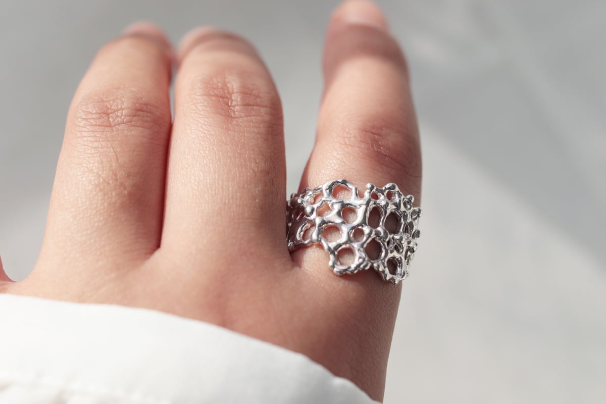 「静寂を映す石」パイライト×SV950 リング（14号） SV950リング「whisper：A」 | Torusya jewelry