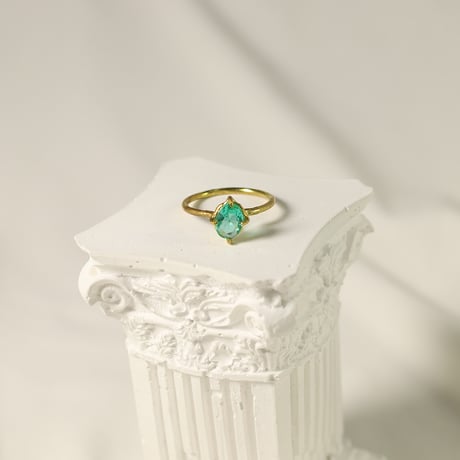 【定番商品】シンプルリング（真鍮×ガラス　ビリジアン）