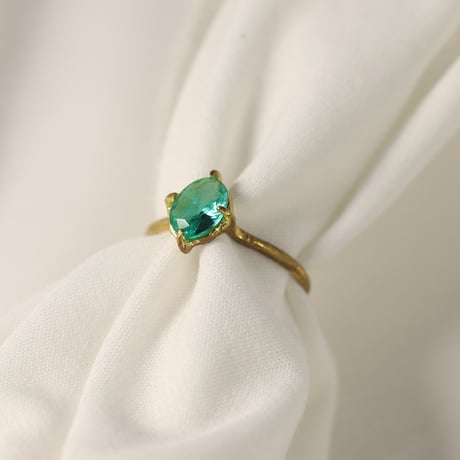 【定番商品】シンプルリング（真鍮×ガラス　ビリジアン）