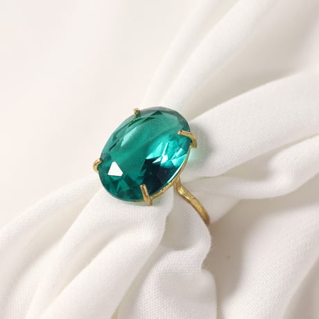 【定番商品】シンプルリング（真鍮×ガラス　ビリジアン）