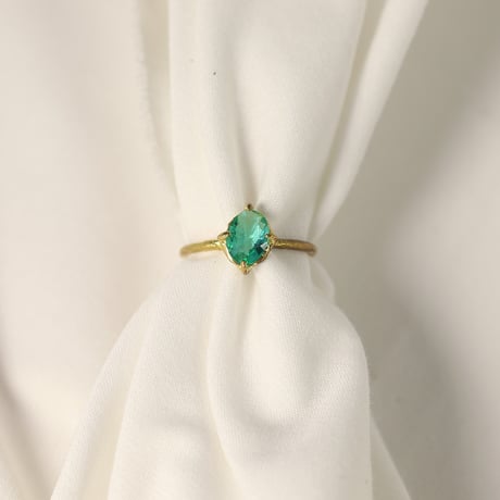【定番商品】シンプルリング（真鍮×ガラス　ビリジアン）
