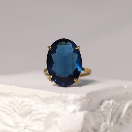 【定番商品】シンプルリング（真鍮×ガラス　インディゴ）