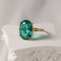 【定番商品】シンプルリング（真鍮×ガラス　ビリジアン）