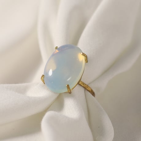 【定番商品】シンプルリング（真鍮×ガラス　ミルキーホワイト）