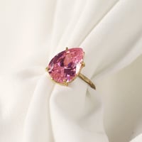 【定番商品】シンプルリング（真鍮×ガラス　キュービックジルコニア　ピンク）
