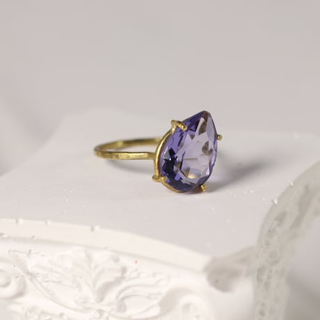 【定番商品】シンプルリング（真鍮×ガラス　パープル）