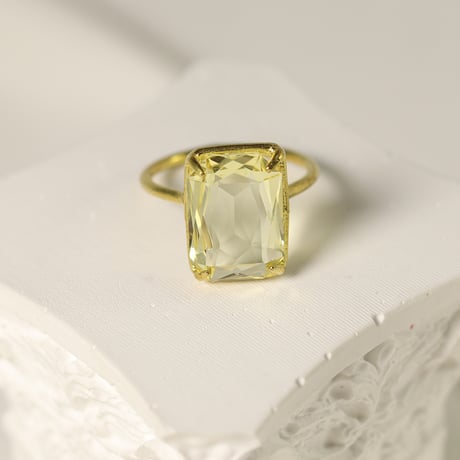 【定番商品】シンプルリング（真鍮×ガラス　レモンイエロー）
