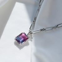【一点もの】ペンダント「silver×カットガラス」 Dkピンク×ブルー
