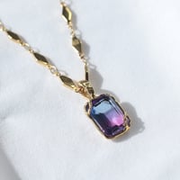 【一点もの】ペンダント「Brass×カットガラス」 Dkブルー×ピンク