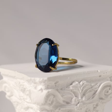 【定番商品】シンプルリング（真鍮×ガラス　インディゴ）