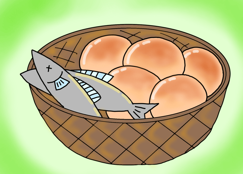 イエス.聖母マリア.教義等を表した作品　五つのパンと二匹の魚のクロス　ac09 イエス.聖母マリア.教義等を表した作品 五つのパンと二匹の魚の