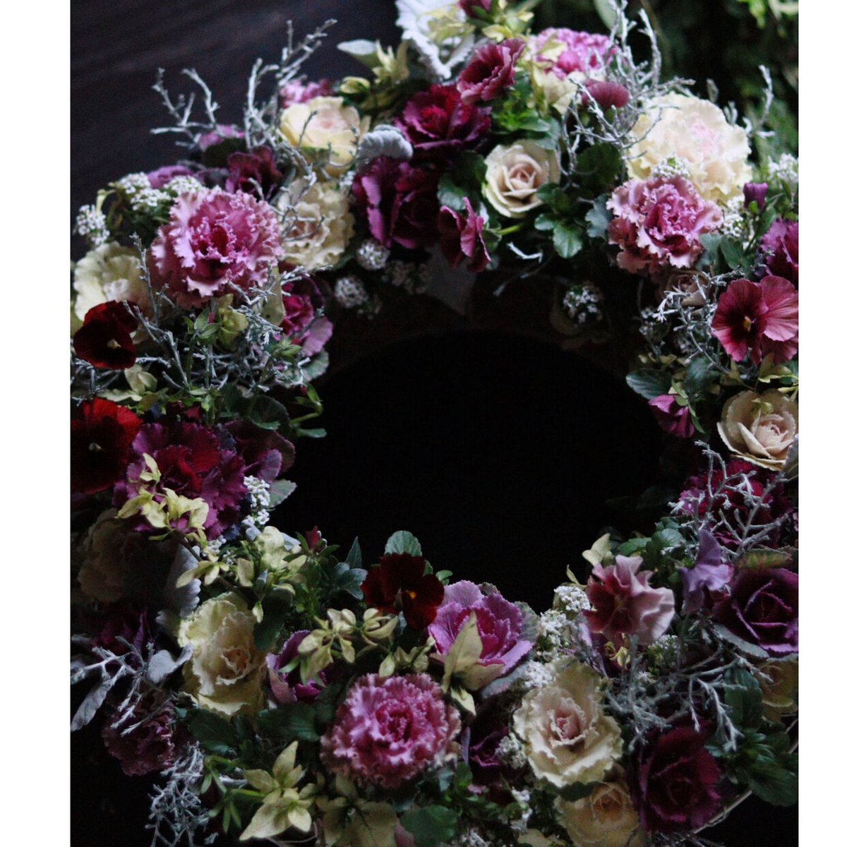 大人シックなハボタンリース ゜ﾟ・*:.｡..｡.:*・ 大人色のギャザリング