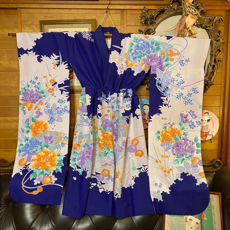 和洋折衷 レトロ 古着 振袖 着物 袴 和 モダン ハンドメイド リメイク 