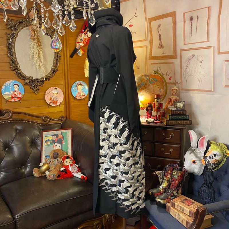 和洋折衷 黒留袖 着物 リメイク ワンピース ドレス ハンドメイド 