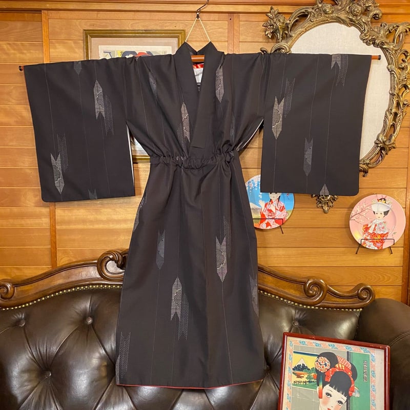 和洋折衷 レトロ 古着 洗える 化繊 着物 袴 和 モダン ハンドメイド